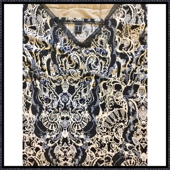 Tahari sexy chic blouse boho print tank top sz M - Picture 2 of 3